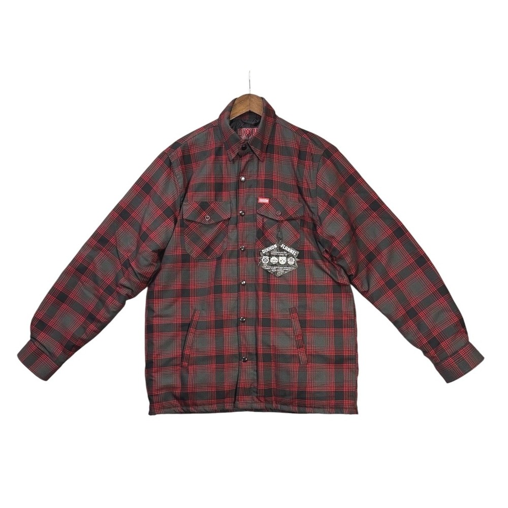 Dixxon Flannel Co Mens The Forge Shirt Jacket L Red Black Plaid Quilted NWT